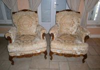 2 fauteuils en bois massif et tissus... ANNONCES Bazarok.fr